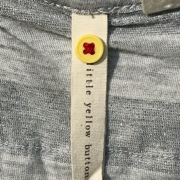 Anthropologie Little Yellow Button Gray Striped Top Size Small‎ - Picture 4 of 7